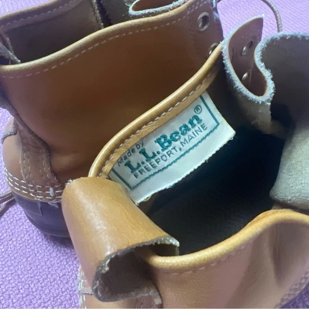 Vintage LL Bean Maine Hunting Shoe Unlined Brown Leather men’s 8